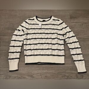 GAP Black and White Crew Neck Sweater with Nautical Stripes Size XS